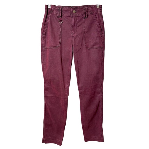 WHBM Mid-Rise Everyday Soft Denim Utility‎ Slim Ankle Jeans Size 4 Burgundy - Picture 1 of 16